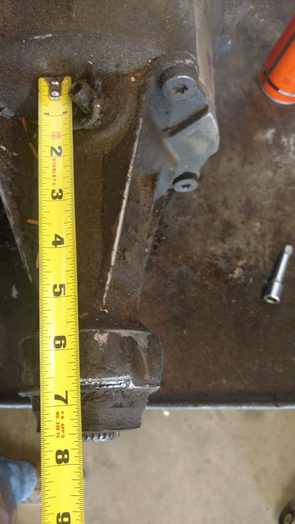 Truck tailshaft from the base of the housing/tail shaft joint to tip measures 7 3/4" ish long.