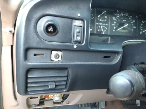 1996 Ford Bronco - Dash bezel was broken (Thanks Ford for the plastic clips!!), so I improvised and threw some wood in it. To fix the outer clips I screwed th…