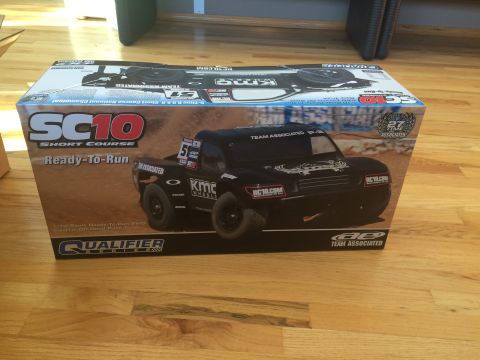 1989 Ford Bronco - The box displays an SC10 Short Course Ready-to-Run radio-controlled truck.