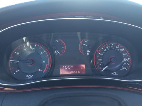 2015 Dodge Dart - The dashboard displays the temperature at 100 degrees Fahrenheit and the odometer reading of 6082 miles.