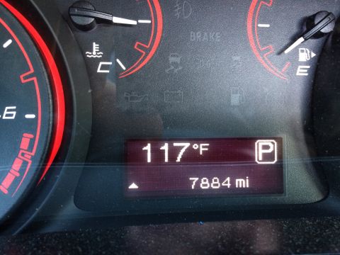 2015 Dodge Dart - The dashboard displays a temperature of 117°F and mileage of 7884 miles.
