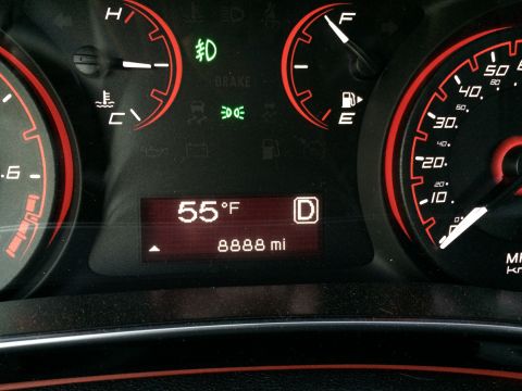 2015 Dodge Dart - The dashboard displays the current temperature as 55°F and the odometer reading as 8888 miles.