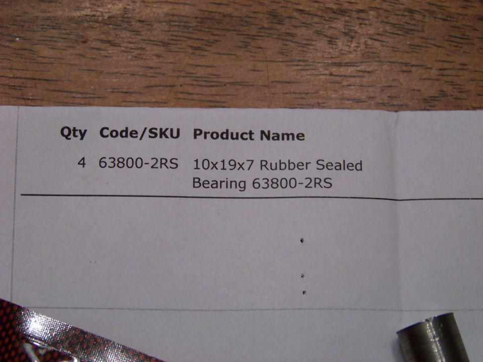 Document listing a part: 4 63800-2RS 10x19x7 Rubber Sealed Bearing 63800-2RS