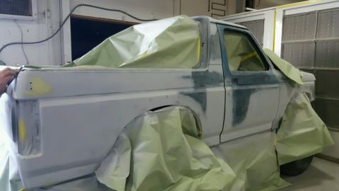 1988 Ford Bronco - Bodywork in progress on a 1988 Ford Bronco, prepped for paint application.