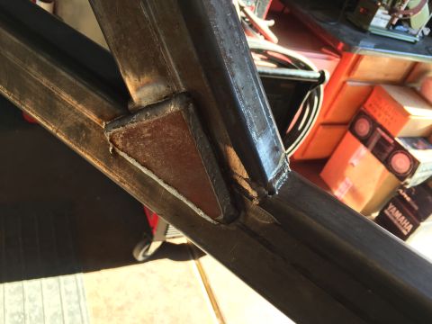 1988 Ford Bronco - A close-up view shows a welded metal joint on what appears to be a custom frame or chassis. The metal shows signs of fabrication and weldin…