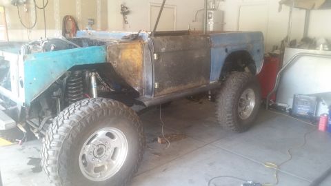 1979 Ford Bronco - This 1978 Ford Bronco body is in a state of repair, with visible custom metal fabrication on its exterior panels.