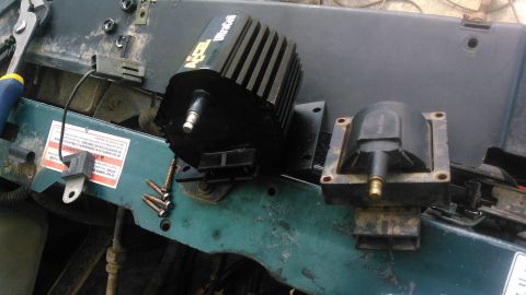 1996 Ford Bronco - the left is an Accel 'Ultracoil' which i will be using. it is a universal coil with a mount that will allow me to mount it remotely off the…