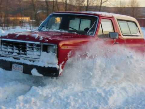1981 Ford Bronco - This 1981 Ford Bronco tackles a snowy landscape, kicking up a spray of white powder.