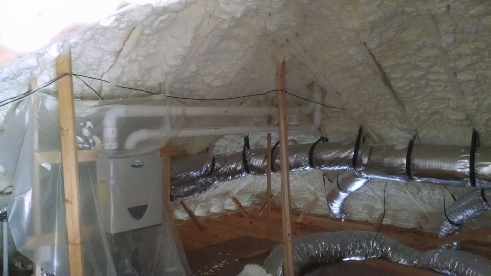 Saturday, the rafters over the great room & master suite got foamed.