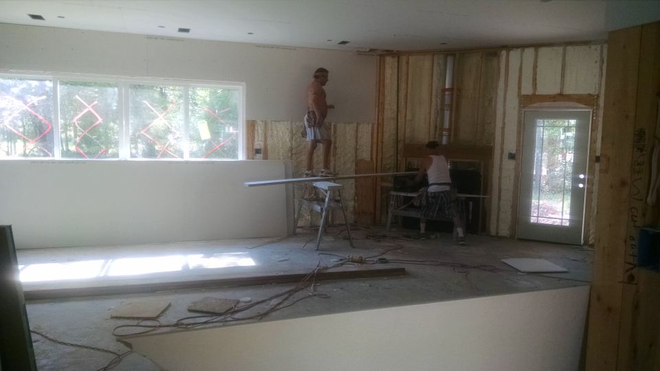 They got about half the house done on the 16th. Entry looking west through living room.
