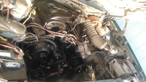 1996 Ford Bronco - went ahead and started final assembly. even got it test fired and it started right up. i forogt to bypass the tranny cooler so it spewed al…