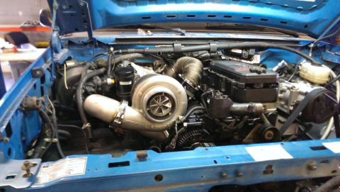 1995 Ford Bronco - Custom engine swap a large turbocharger and a Cummins diesel engine.