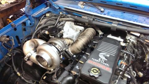 1995 Ford Bronco - Custom engine build a large turbocharger and a Dodge Cummins diesel engine.