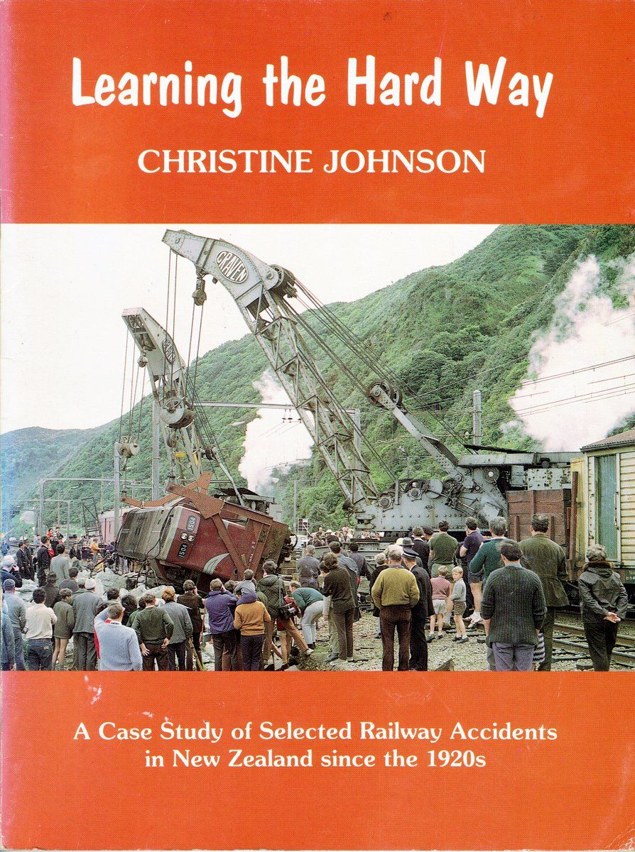 Book cover: "Learning the Hard Way" by Christine Johnson, showing a railway accident.
