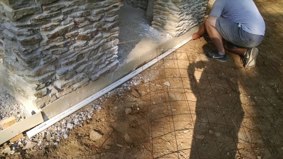 This is a conduit for wiring or irrigation in front of the front porch.