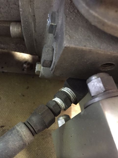 1970 Ford Five Hundred - Hydraulic line connection detail.