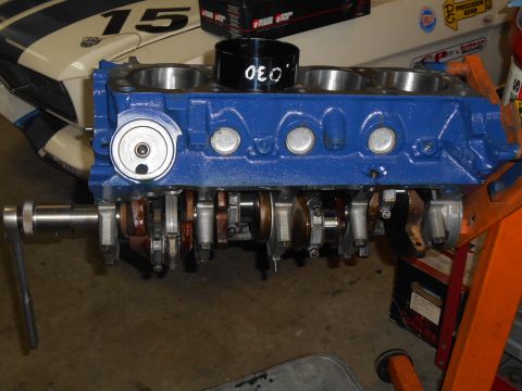 1972 Ford Bronco - A blue engine block with a visible crankshaft is shown, with "030" marked on a component.