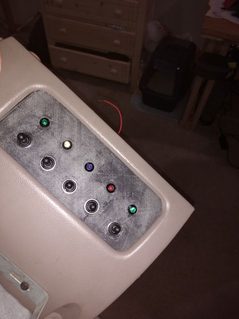 1996 Ford Bronco - Here is the switch board in position, but not glued yet. The LED diode pigtails and switches are both from Del City.