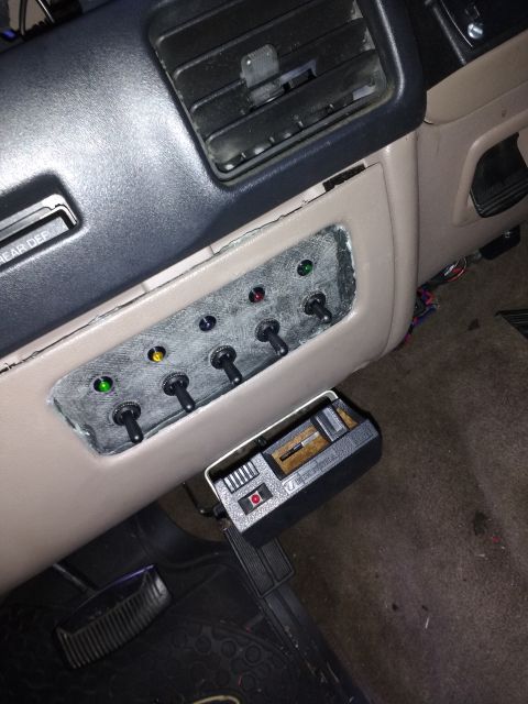 1996 Ford Bronco - Here it is all glued in, it looks messy but I have since cleaned up the glue and added black rubber stripping around it.