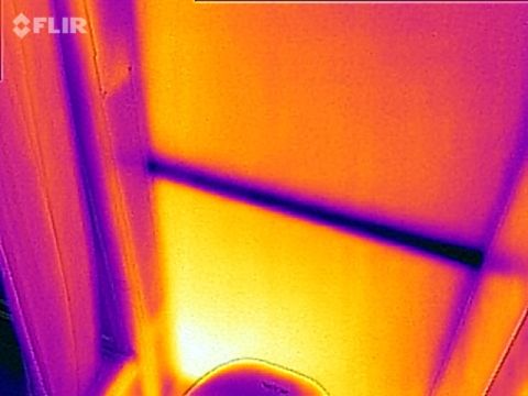1995 Chevrolet P30 1 Ton - Step Van - This is a thermal image of what appears to be a ceiling or wall with some structural elements visible. The FLIR logo is present in the uppe…