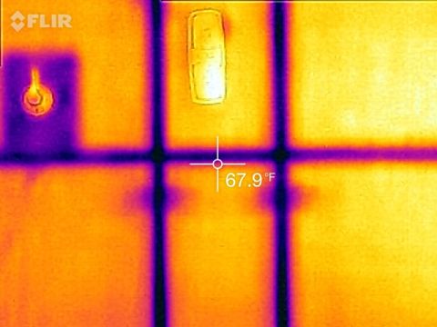1995 Chevrolet P30 1 Ton - Step Van - A thermal image shows a close-up of what appears to be a wall or ceiling with visible grid lines and a temperature reading of 67.9°F. There…