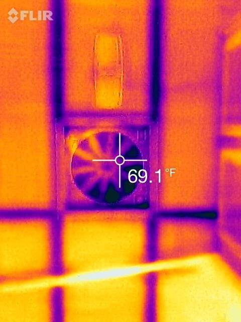 1995 Chevrolet P30 1 Ton - Step Van - A thermal image shows a vent with a temperature reading of 69.1°F. The FLIR logo is visible in the upper left corner.