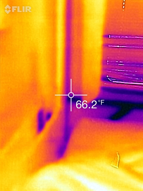 1995 Chevrolet P30 1 Ton - Step Van - A thermal image displays a temperature reading of 66.2 degrees Fahrenheit indicated by a crosshair overlay. The image shows a gradient of c…