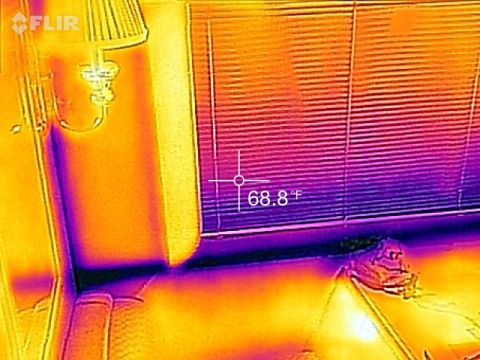 1995 Chevrolet P30 1 Ton - Step Van - This is a thermal image of what appears to be a window with blinds and a wall. A temperature reading of 68.8°F is displayed on the image.