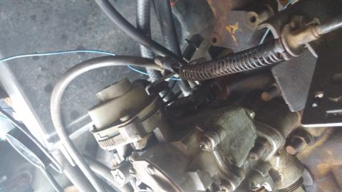 1984 Ford Bronco - This image shows a detailed view of various engine components and their connections.
