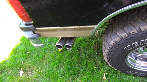 1996 Ford Bronco - Finished product with Dynomax 3in SS tips. Both tailpipes are currently taped together but I plan on making a bracket or welding them toget…