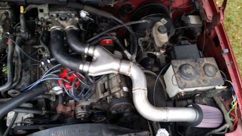 1996 Ford F-250 - Relocated the air filter from the original K&N position...basically swapped positions with the coolant/washer reservoir. I did not need to…