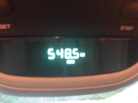 1979 Ford Bronco - A digital odometer displays "548.5 mi" in glowing green digits. The surrounding dashboard area is dark, with faint labels visible above the…