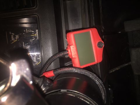 1982 Ford Bronco - Interior view of a vehicle's dashboard, showing gauges and an aftermarket MSD ignition box.