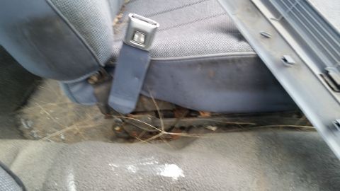 1991 Ford LTD Crown Victoria - Interior view of a car, focusing on the seat and seatbelt mechanism.