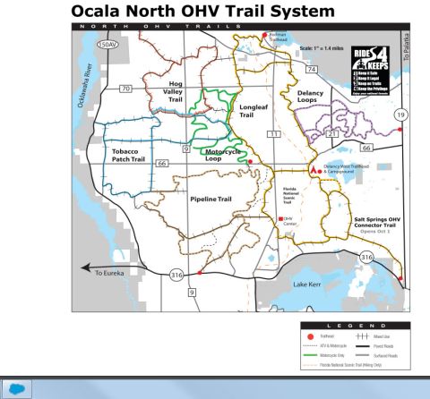 1992 Ford Bronco - This map details the Ocala North OHV Trail System, outlining various trails and recreational areas.