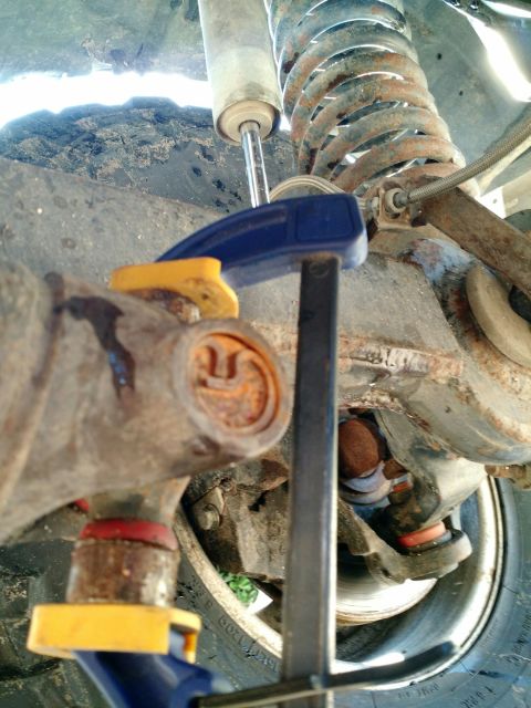 1992 Ford Bronco - clamped the end caps on the u-joints so they fall off.