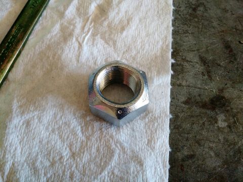 1992 Ford Bronco - Replacement pinion nut, sourced from Ace hardware, 3/4 16 thread stover nut. stover nuts derive their prevailing torque characteristics fro…