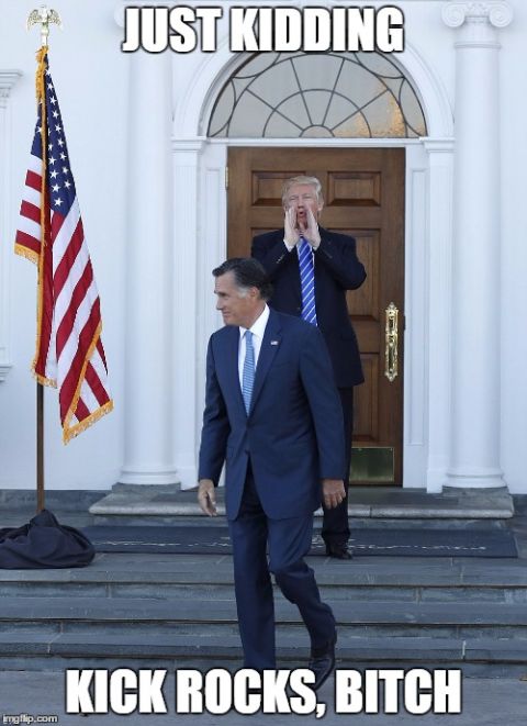 1995 Mercury Grand Marquis - Political figures Mitt Romney and Donald Trump are depicted in a meme with overlaid text.