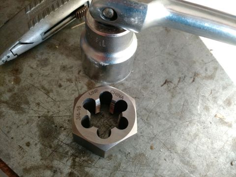 1992 Ford Bronco - To re-cut the threads on the shaft I ordered a 3/4 inch 16 thread carbon steel re-threading die. Cost was $14.45 including shipping. Hell o…