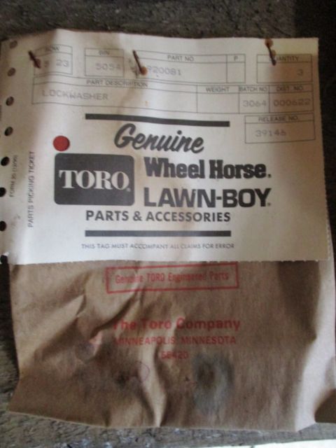 1986 Yamaha BLASTER - This is packaging for Toro Lawn-Boy parts, showing part number 920081.