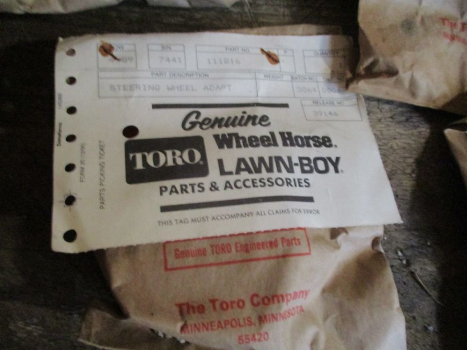Toro Lawn-Boy steering wheel adapter part tag