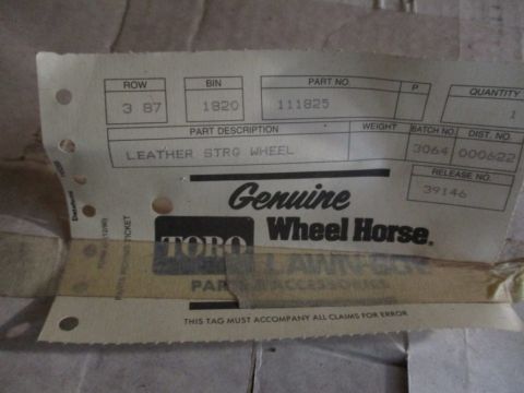1986 Yamaha BLASTER - This part tag indicates a leather steering wheel for Toro Wheel Horse equipment.