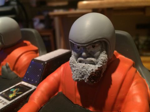 1989 Ford Bronco - Close-up of model figures in a vehicle interior, one with a detailed beard and helmet.
