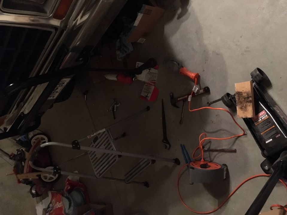 1978 Ford Bronco rear with tools on the ground