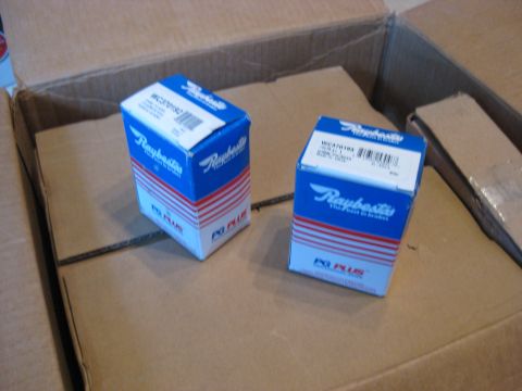 1994 Ford Bronco - Two boxes of Raybestos PG PLUS brake pads are shown inside a larger cardboard box.