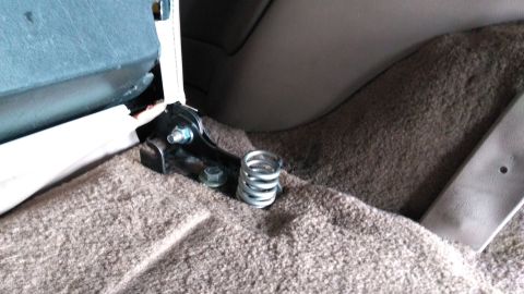 1996 Ford Bronco - Passenger side seat support with some nice bolts and new spring. I should probably sandblast and powdercoat these eventually.