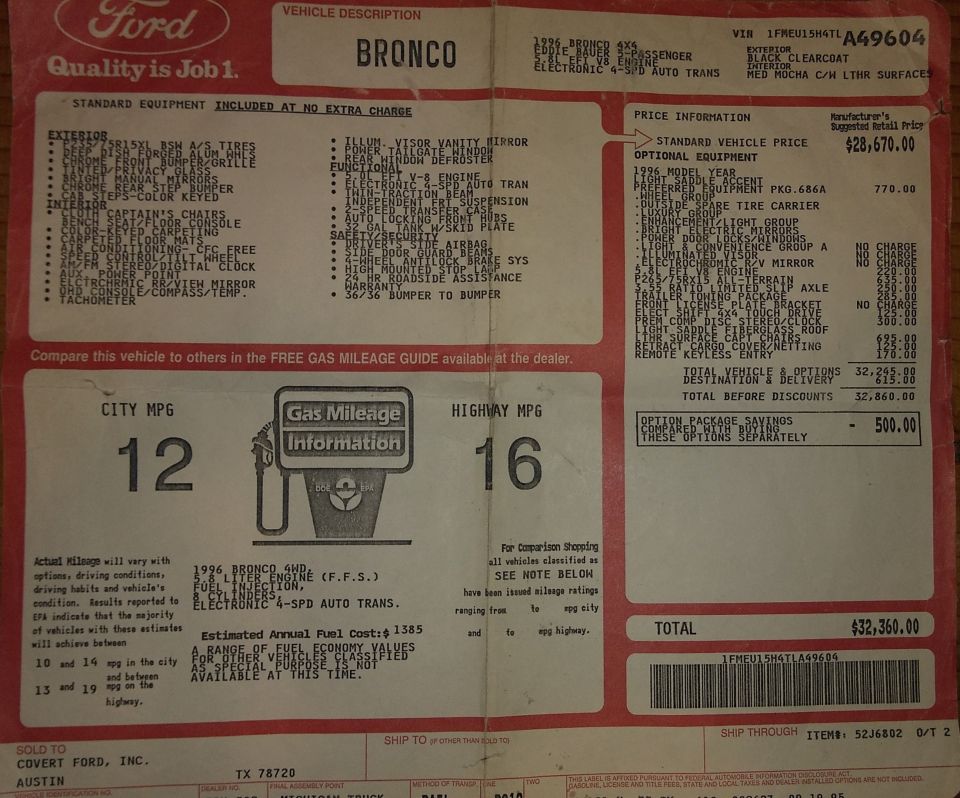 Original Sale Sheet!