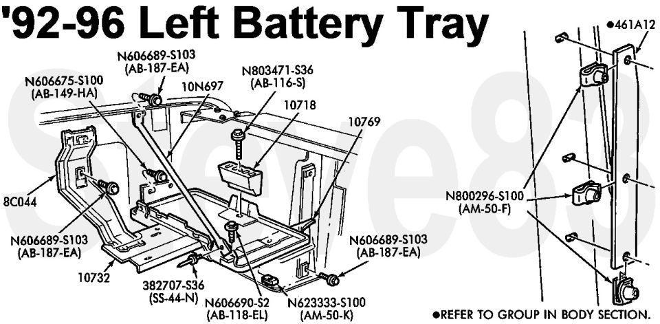 '92-96 Diesel Left Battery Tray