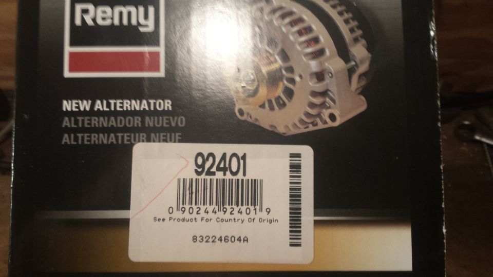 Remy alternator box with part number 92401 and barcode.