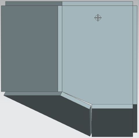 1979 Ford Bronco - A 3D rendering of a vehicle's corner, showing a dark gray panel meeting a lighter gray panel at a right angle. A beveled edge is visible wh…